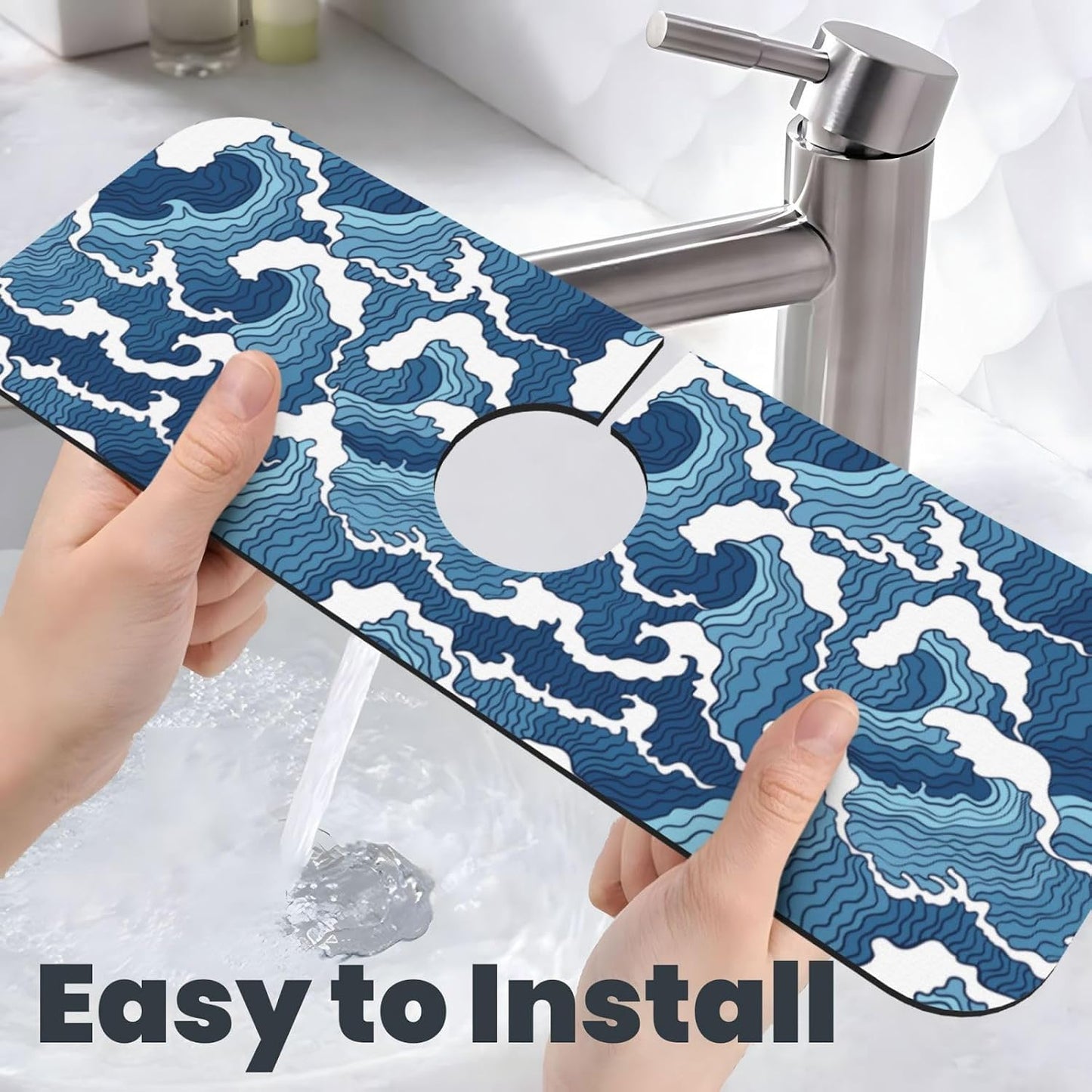 Wildflowers Floral Flower Kitchen Sink Splash Guard Faucet Mat Super Absorbent Fast Drying Mat Sink Gadgets-Fast Drying Pad Sink Mat For Kitchen Bathroom (15" X 5.5" )