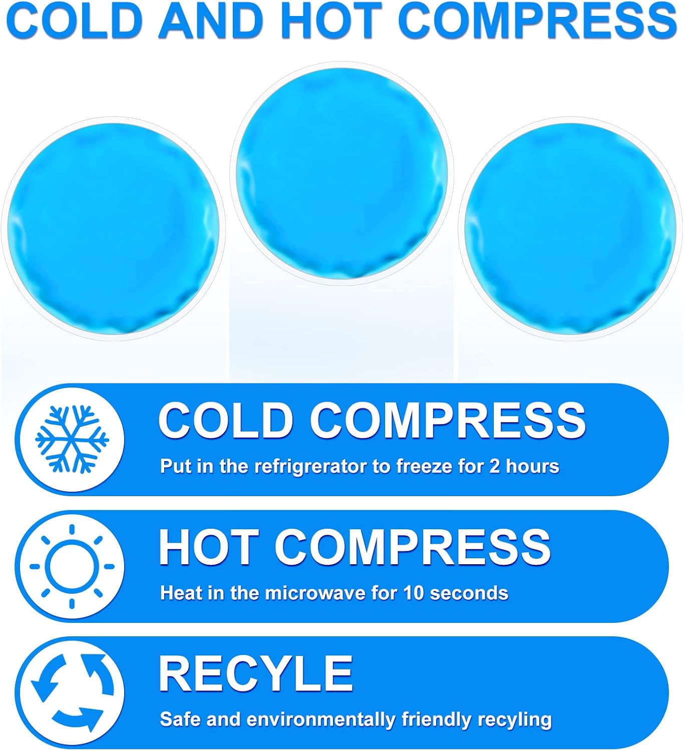 Reusable Ice Packs for Injuries, 10 Pack Round Ice Packs for Face, Gel Ice Pads Small Hot Cold Compress Ice Bag for Eyes After Surgery, Face, Wisdom Teeth, Breast Surgery, Blue