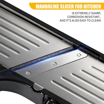 -BINGBING- Mandoline Slicer for Kitchen, 7-in-1 Adjustable Vegetable Slicer | Stainless Steel Food slicer, Adjustable Blade, Slices, Julienne, Waffle and French Fries Cut, Includes Gloves and Brush