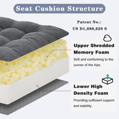 baibu Memory Foam Recliner Cushions for Elderly, 20 x 20 x 5 Inch,Dark Grey