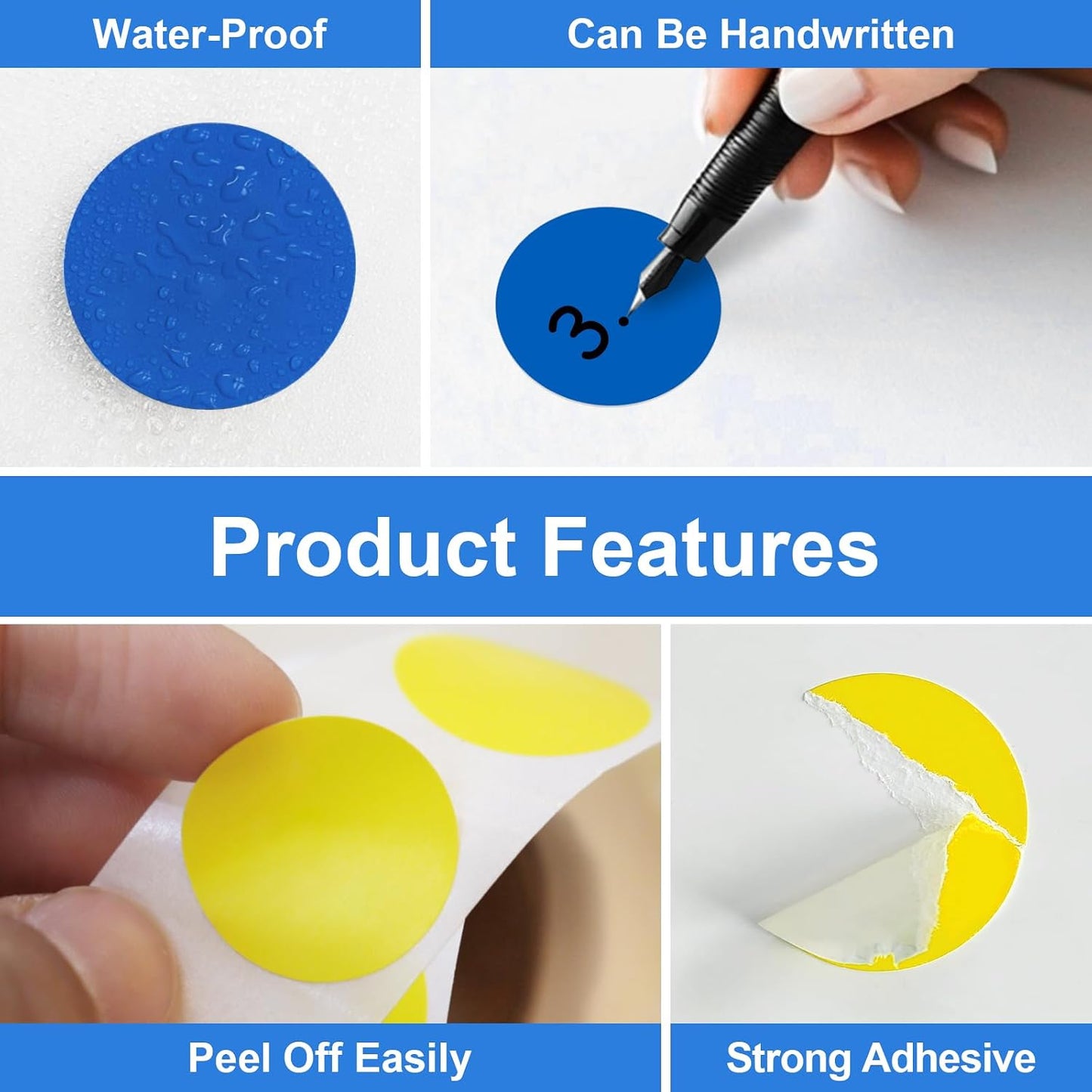1600 PCS, 3/4" Color Round Dot Stickers, 10 Colors-20 Sheets | Circle Color Coding Blank Labels for Kids/Office/Classroom, Easy Peel, Ideal in Garage/Yard Sale Price self-adhesive Labels