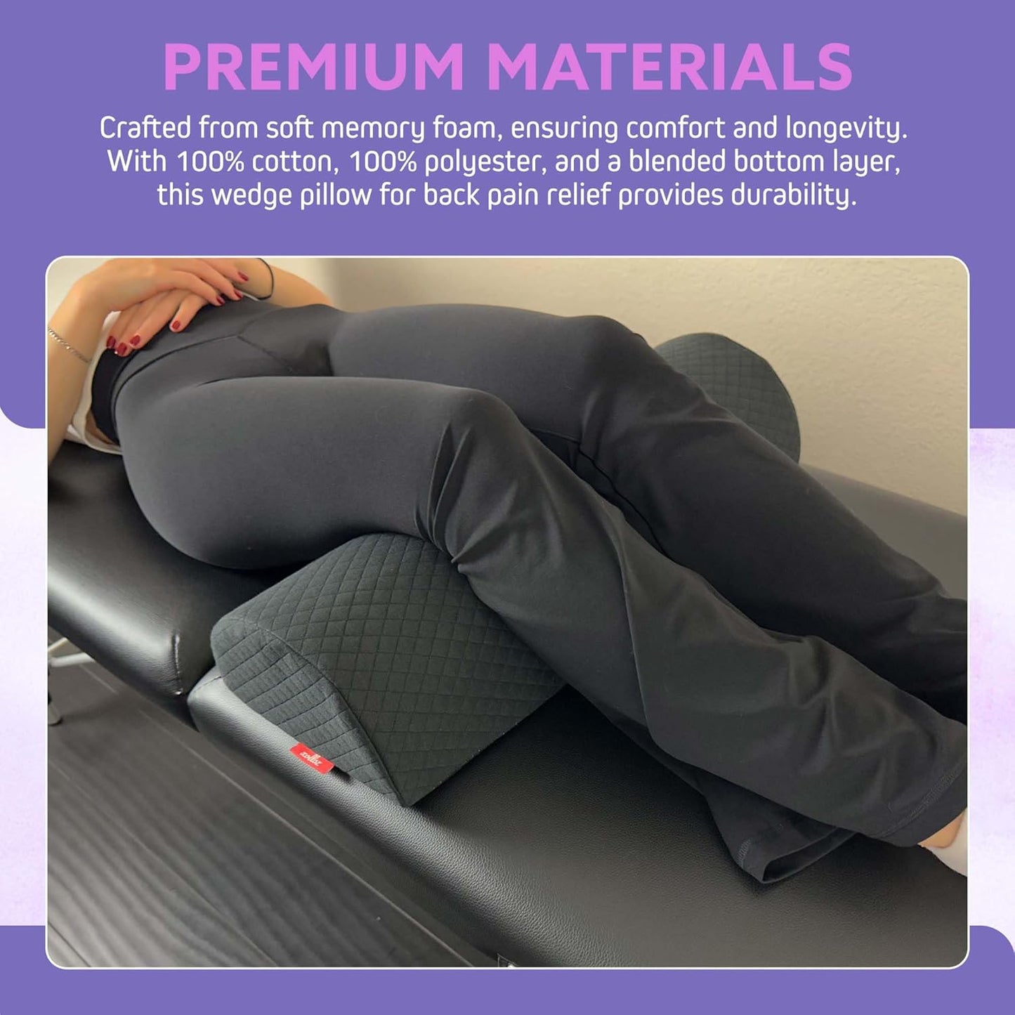 Knee Pillow for Back Sleeping, Bolster Pillow, Black 20 in | Versatile massage bolster provides comfortable under knee pillow support with a non-slip base for stability.