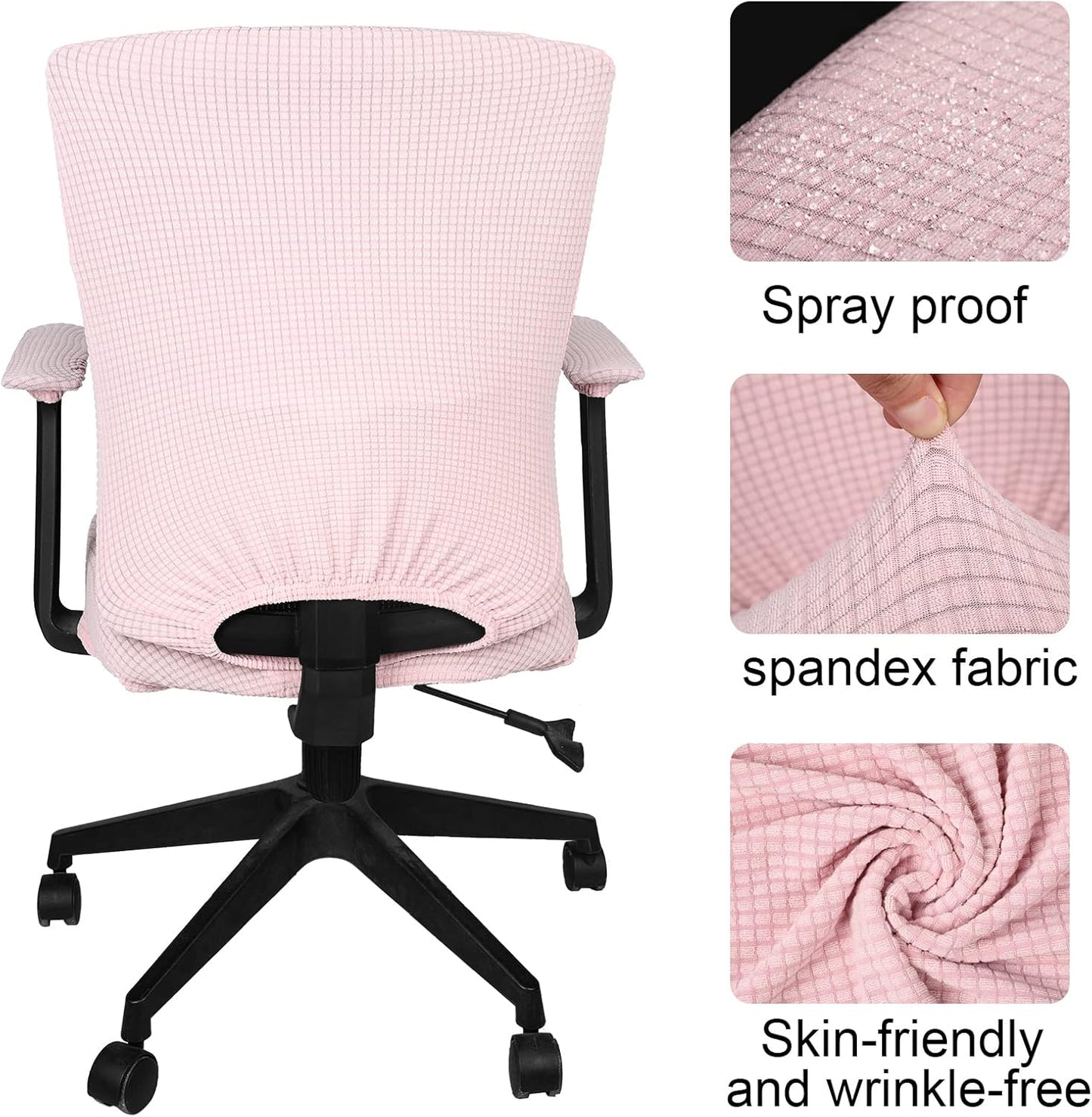 Tallew 4 Pcs Office Chair Covers Set Computer Universal Protective Stretchable Chair Seat Covers Desk Armrest Slipcovers Pads Office Cushion Backrest for Rotating (XL,Silver Gray)