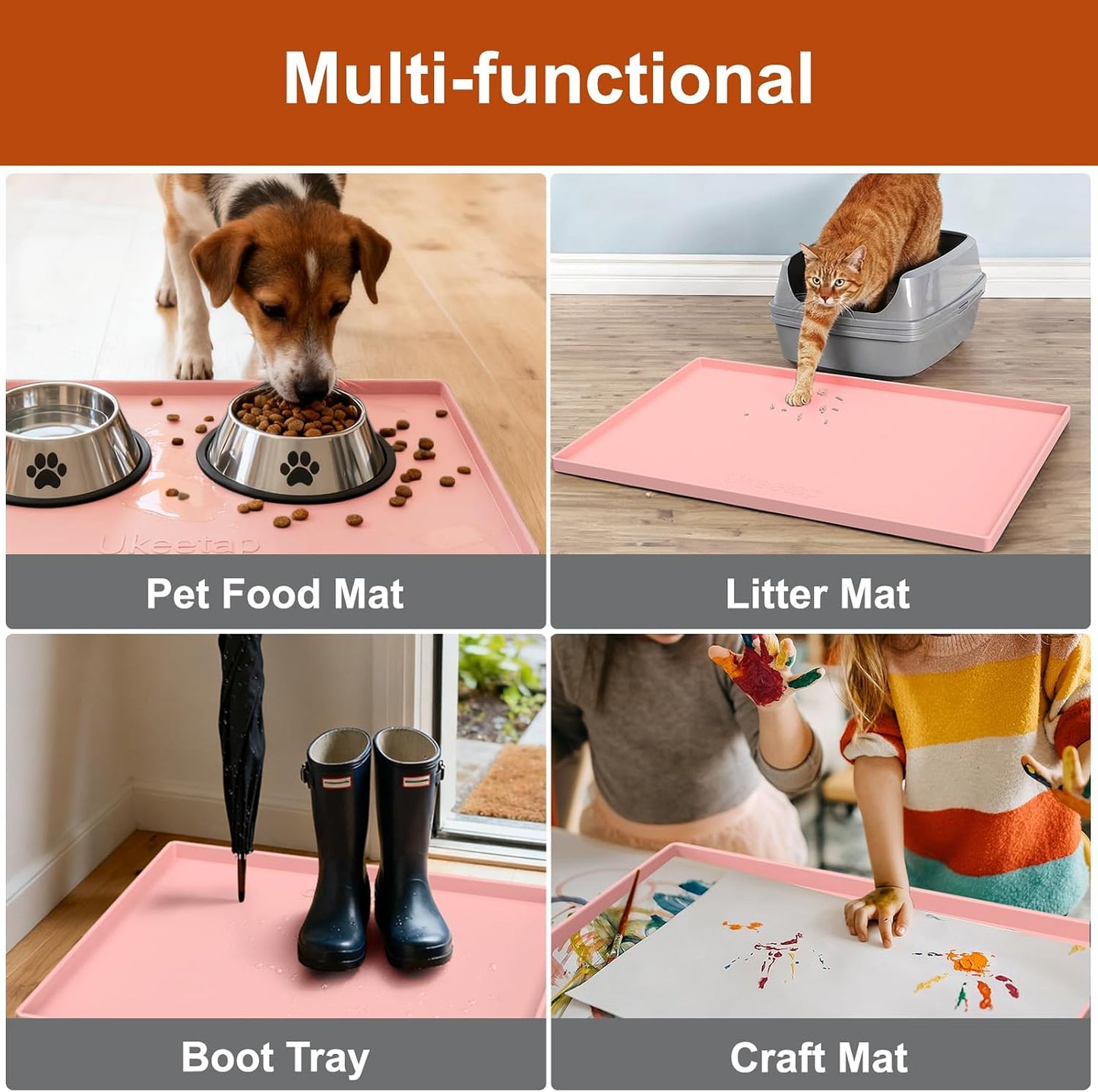 34" x 22" Extra Thick Silicone Mat Waterproof with Raised Edge, | Under Sink Mat for Kitchen & Bathroom, Kitchen Cabinet Liner, Multi-Purpose for Storage & Protection