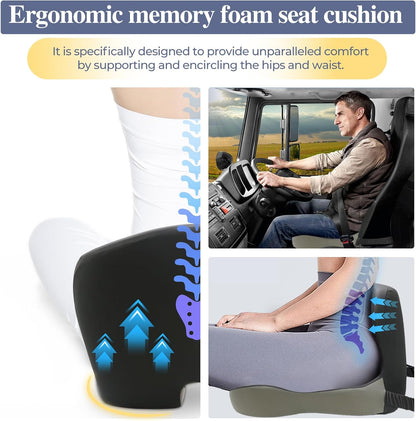 Car Seat Cushion with Lumbar Support Pillow, Seat Cushion for Driving