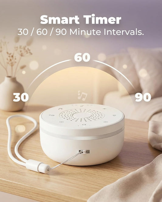 White Noise Sound Machine for Sleep, Portable White Noise Sound Machine with 30 Soothing Sounds, 3 Timers, Night Light, Memory Function for Baby Registry, Adults, Kids, Travel, Home, Office