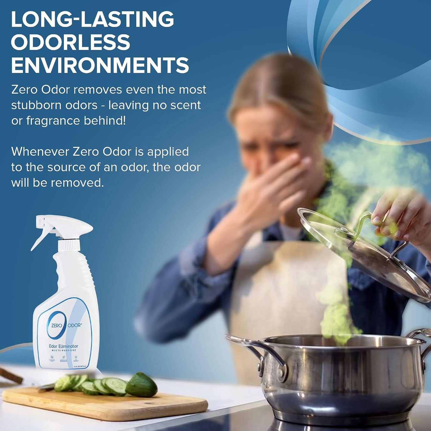 Zero Odor Multi-Purpose Odor Eliminator, Fabric & Room Deodorizer, 16 oz | Odor Eliminator Spray for Closet, Bathroom, Basement, Trash & Upholstery, Air and Surface use