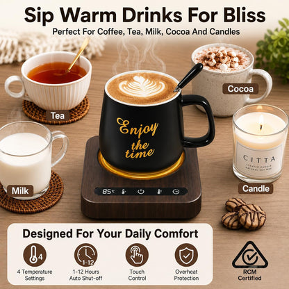 Mug Warmer Set - Coffee Mug Warmer for Desk with Temperature Display, 1-12Hour Auto Shut Off, Cup Warmer with Mug - Ideal Coffee Gifts for Heating Coffee, Beverages, Milk, Tea and Hot Chocolate.
