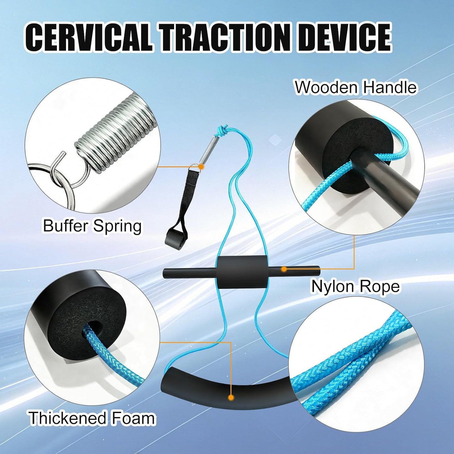 Portable Cervical Neck Traction Device Over Door for Home Use - Neck Stretcher Strap for Spinal Decompression, Pain Relief & Physical Therapy - Restore Natural Neck Curve & Alignment