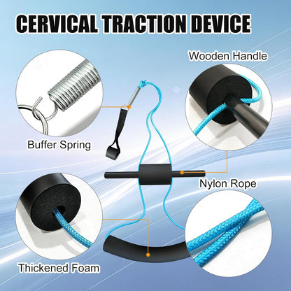 Portable Cervical Neck Traction Device Over Door for Home Use - Neck Stretcher Strap for Spinal Decompression, Pain Relief & Physical Therapy - Restore Natural Neck Curve & Alignment
