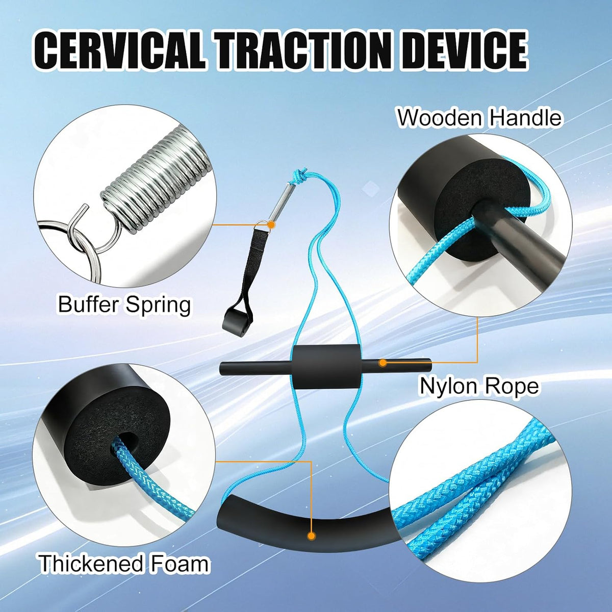 Portable Cervical Neck Traction Device Over Door for Home Use - Neck Stretcher Strap for Spinal Decompression, Pain Relief & Physical Therapy - Restore Natural Neck Curve & Alignment