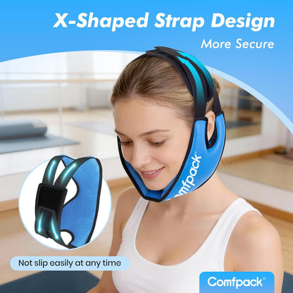 Comfpack Wisdom Teeth Ice Pack Head Wrap,Soft Double Side Jaw Face Ice Pack | Extra Large Jaw & Chin Ice Pack, Reusable Gel Hot Cold Therapy for TMJ, Oral Surgery, Face Swelling, Tonsillectomy Recovery