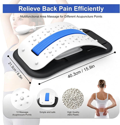 ZhanHao Back Stretcher for Lower Back Pain Relief,Adjustable Lumbar Traction Device, Ergonomic Spine Board with Acupressure Points,Back Massager for Spinal Decompression and Scoliosis
