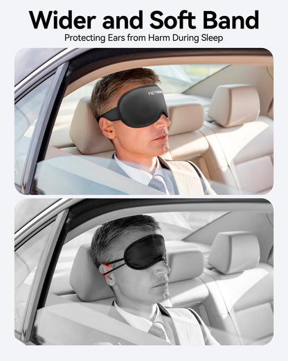 Blackout Weighted Eye Mask for Sleeping, 3D Contoured Sleep Mask for Men | Gentle-Pressure, Deep Cups, Zero Eye Pressure, Airplane Travel & Night Shift Essentials, Breathable Blindfold, Black