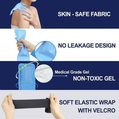 Pallesen Ice Packs for Injuries Reusable, Migraine Relief Products, Soft Flexible Gel Cold Pack Cold Compress for Eye & Head, Neck Ice Pack Wrap, Relieves Pain and Reduces Inflammation, 12.6 x 3.5in