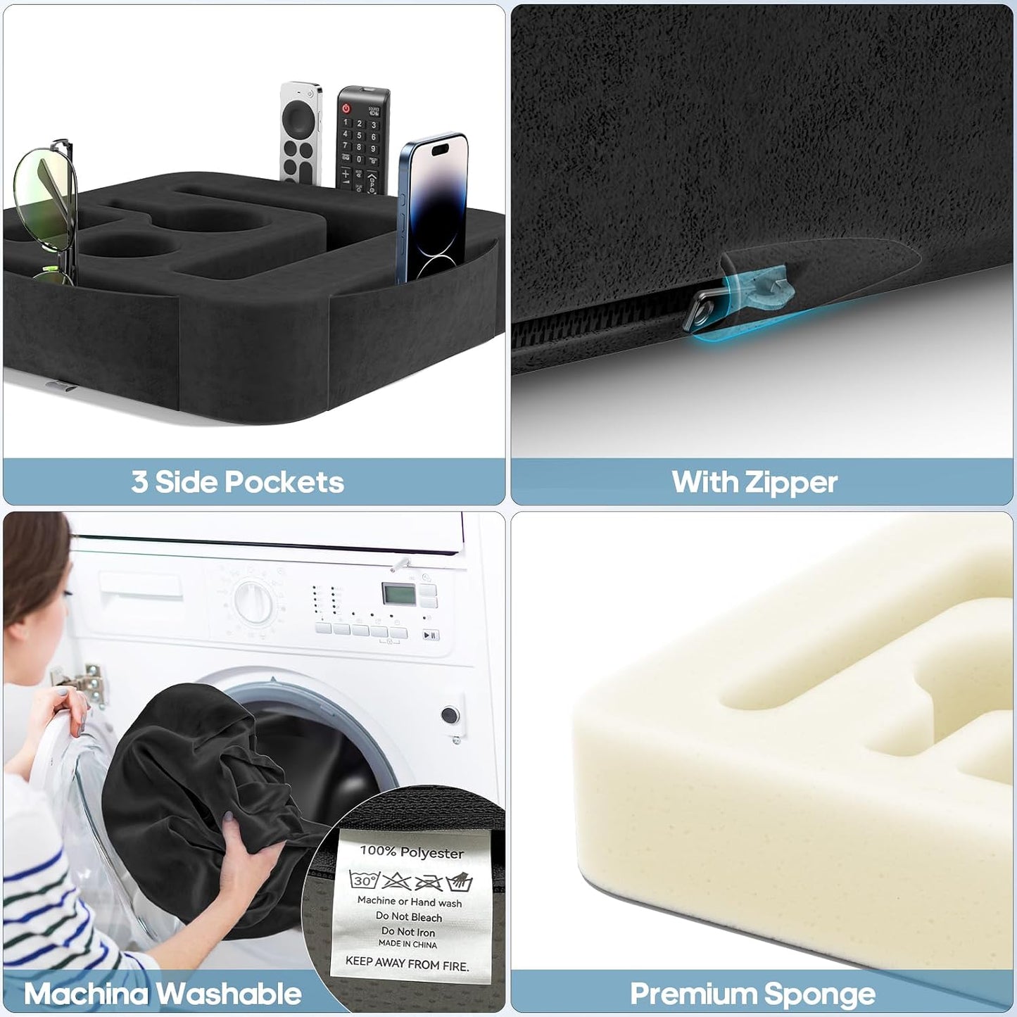 Couch Cup Holder Pillow, Sofa and Bed Caddy for iPad, Kindle, Switch, Game Controller, Remotes, Phones, Small-Sized Cup & Drink Holder for Couch, Bed, Desk, Car, Beach, Bathroom Cup Holder