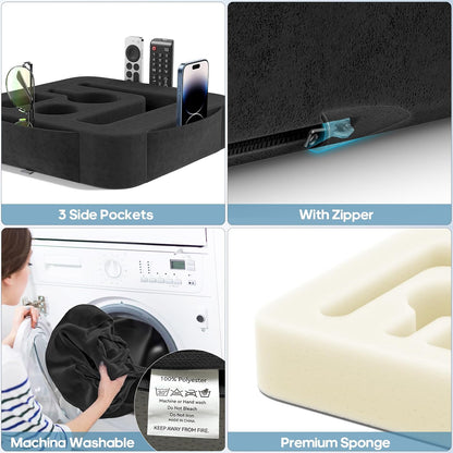 Couch Cup Holder Pillow, Sofa and Bed Caddy for iPad, Kindle, Switch, Game Controller, Remotes, Phones, Small-Sized Cup & Drink Holder for Couch, Bed, Desk, Car, Beach, Bathroom Cup Holder