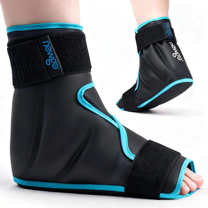 NEWGO Foot Ice Pack Wrap – Cold Compression for Plantar Fasciitis, Black | 360° Full Coverage Gel Ice Boot, Reusable For Heel & Ankle Pain, Swelling, Achilles Tendonitis, Sprains