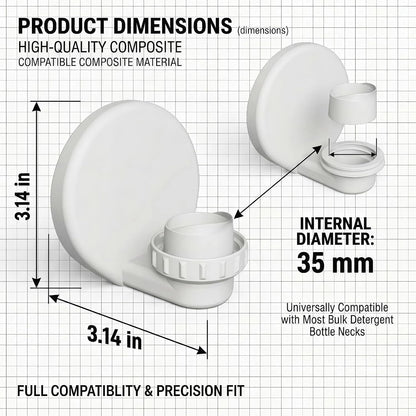 Laundry Detergent Cup Holder & Drip Catcher with Drain - Mess-Free Soap Dispenser Attachment - Fits Tide, Gain, Persil, Kirkland Bottles - Universal Laundry Room Organization (White, 1-Pack)