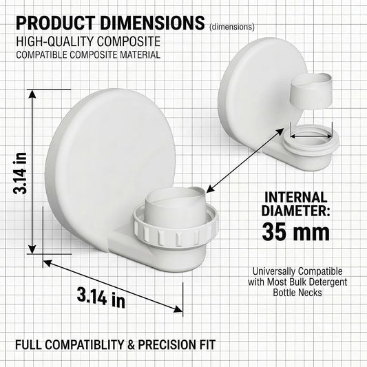 Laundry Detergent Cup Holder & Drip Catcher with Drain - Mess-Free Soap Dispenser Attachment - Fits Tide, Gain, Persil, Kirkland Bottles - Universal Laundry Room Organization (White, 1-Pack)