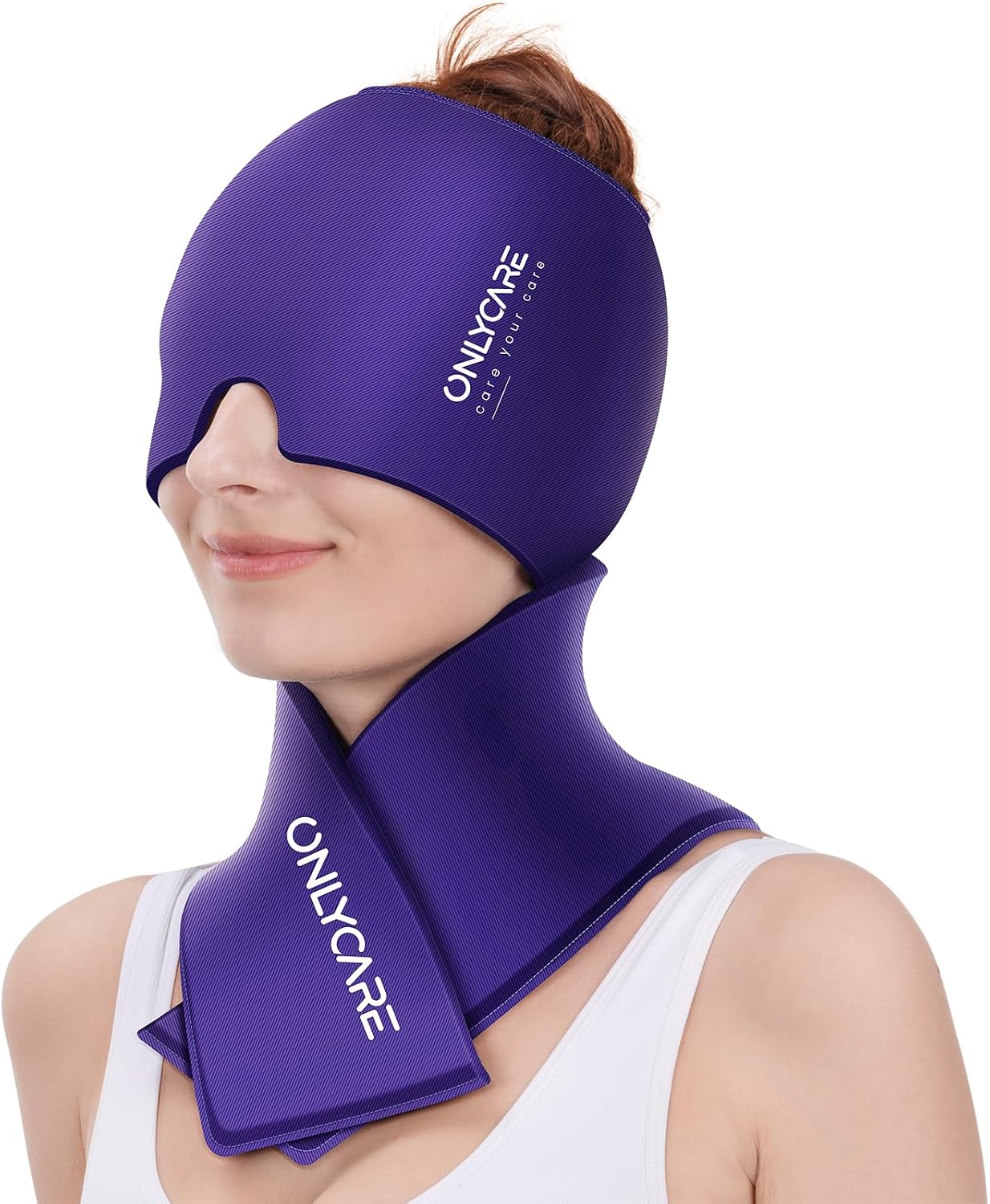 ONLYCARE Migraine Relief Cap, Headache Relief & Neck Ice Pack Wrap Gel Set | Upgrade Headache Cap and Shoulder Cold Pack, Hot & Cold Compress, FSA-HSA Eligible, Relief of Pain, Swelling, Office Pressure
