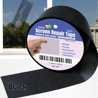 HA SHI Screen Repair Tape for Windows and Screen Doors, 2 in x 6.5 ft, Black