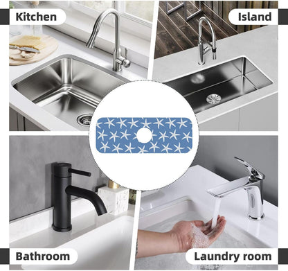 Wildflowers Floral Flower Kitchen Sink Splash Guard Faucet Mat Super Absorbent Fast Drying Mat Sink Gadgets-Fast Drying Pad Sink Mat For Kitchen Bathroom (15" X 5.5" )