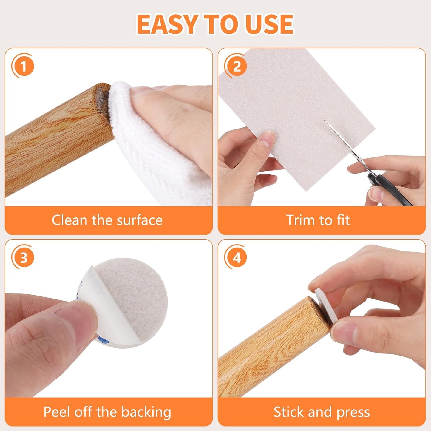 Felt Furniture Pads 300 Pieces, Furniture Pads for Hardwood Floors Black | Self-adhesive felt pads prevent scratches and noise, ideal for chair legs, suitable for hardwood floors and indoor furniture