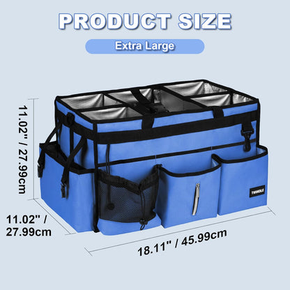 Extra Large Cleaning Caddy Bag with Built-In Support Board, Cleaning Tote Organizer with Removable Divider, Supply Carryall with Adjustable Shoulder Strap and Waist Belt for Cleaners & Housekeeper