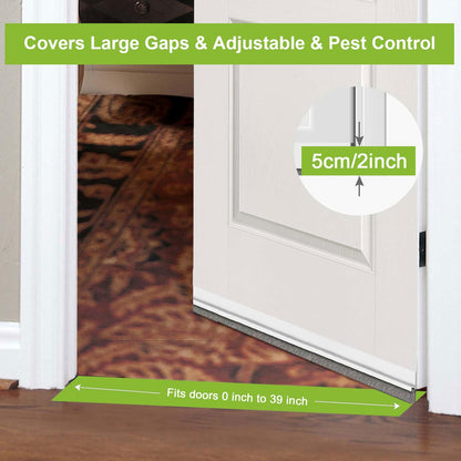 2 PCS Door Brush Bottom Sweep, Draft Stopper 2" W x 39" L, Black | No Residue, Strong Adhesive Self Adhesive Door Sweep for Bottom, Bottom Seal Strip for Dust/Noise/Hot or Cold Air Insulation