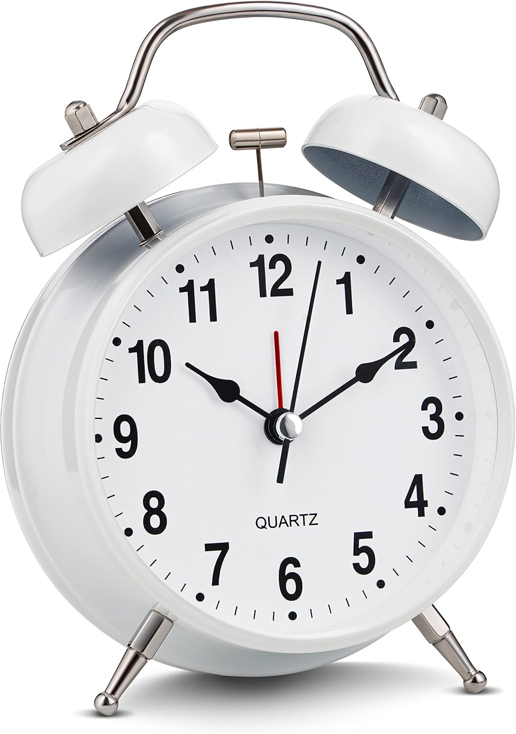 Bernhard Products Analog Alarm Clock 4" Twin Bell Vintage Navy Blue Silent Non-Ticking Quartz Battery Operated Extra Loud with Backlight for Bedside Table Desk, Retro Old Fashioned for Heavy Sleepers