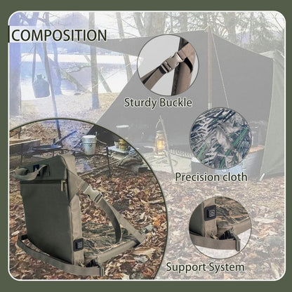 Hunting Seat Cushion with Backrest Adjustable Portable Heated Seat Pad Suitable for Hunting Ice Fishing Hiking and Camping (Batteries Not Included)