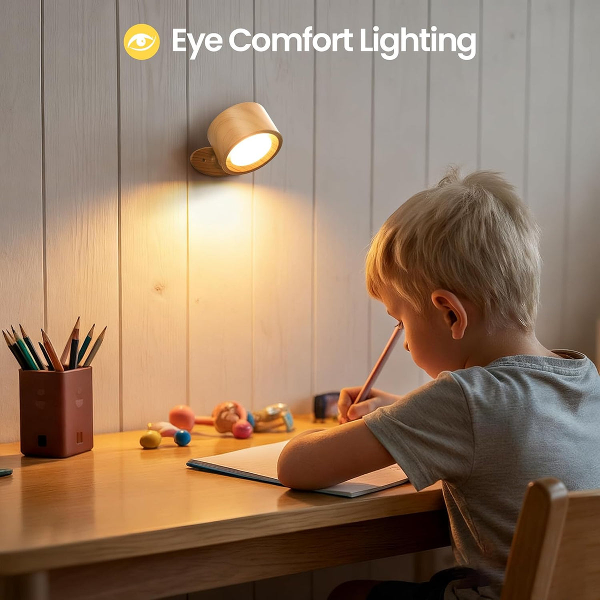 Wall Mounted Lamp, Battery Operated Wall Lights, Wood
