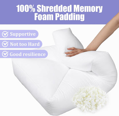 HOMBYS Shredded Foam Couch Back Cushions Replacement, Stuffing Fill Removable Sofa Back Waist Cushions, Lumbar Support Pillow 1 Pack, Supportive & Durable (27.5"x18"x5")