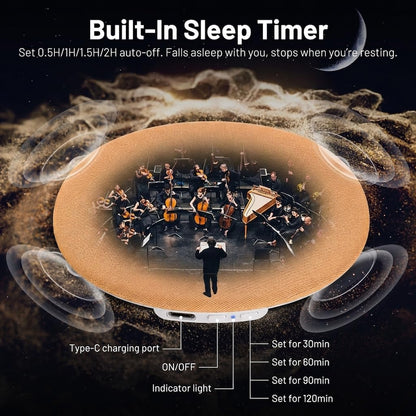Pillow Speaker for Sleeping, Ultra-Thin Portable Bluetooth 6.0 Orange | Sleep Speaker Under Pillow, Timer, Private Sound Ear Friendly Speaker for Bed, Not Disturb Partner for Side Sleepers Travel