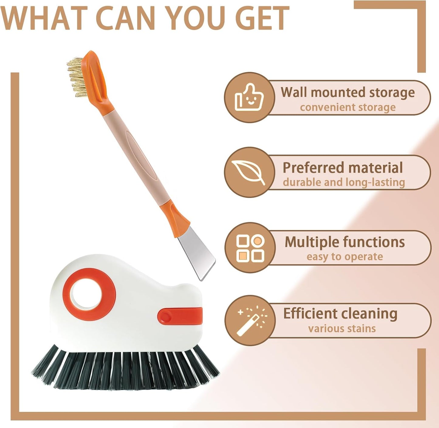 Groove Cleaning Brushes 2 in 1 Window Track Cleaner Cleaning Tools, Multifunction Hard Bristle Grout Crevice Cleaning Brush with Scraper for Kitchen Stove Sink, Sliding Door Track, Window Sill, 2PCS