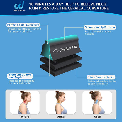 WANYIDA Neck and Shoulder Relaxer, Neck Stretcher Chiropractic Pillows for Pain Relief, Cervical Traction Device for Cervical Spine Alignment，FSA HSA Eligible