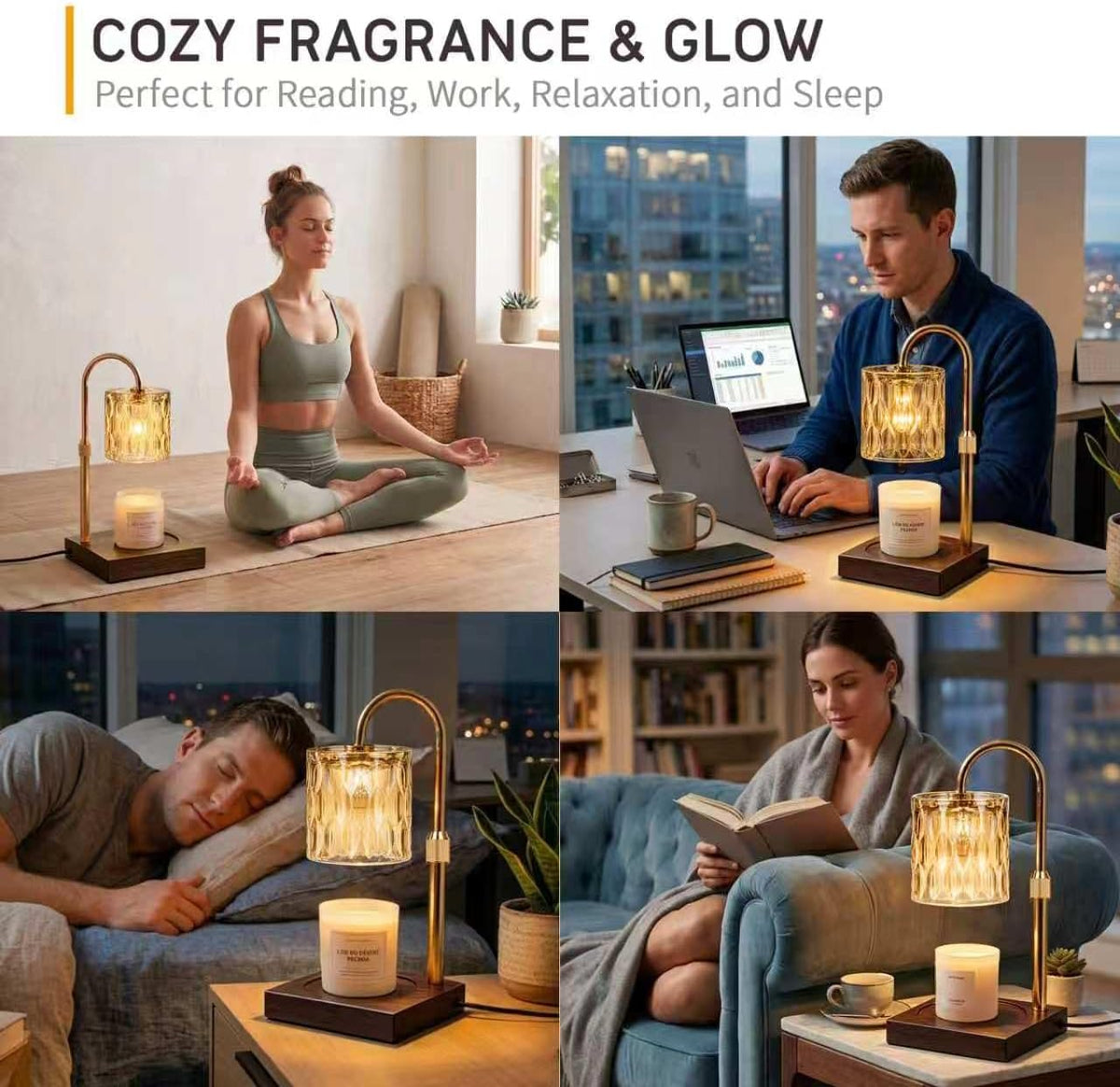 Candle Warmer Lamp with 3 Bulbs, Adjustable Height Dimmable Candle Warmer with Timer, Candle Lamp with Charming Gift Box Ribbon,Birthday Gifts for Women Mom, House Warming Gifts New Home Decor