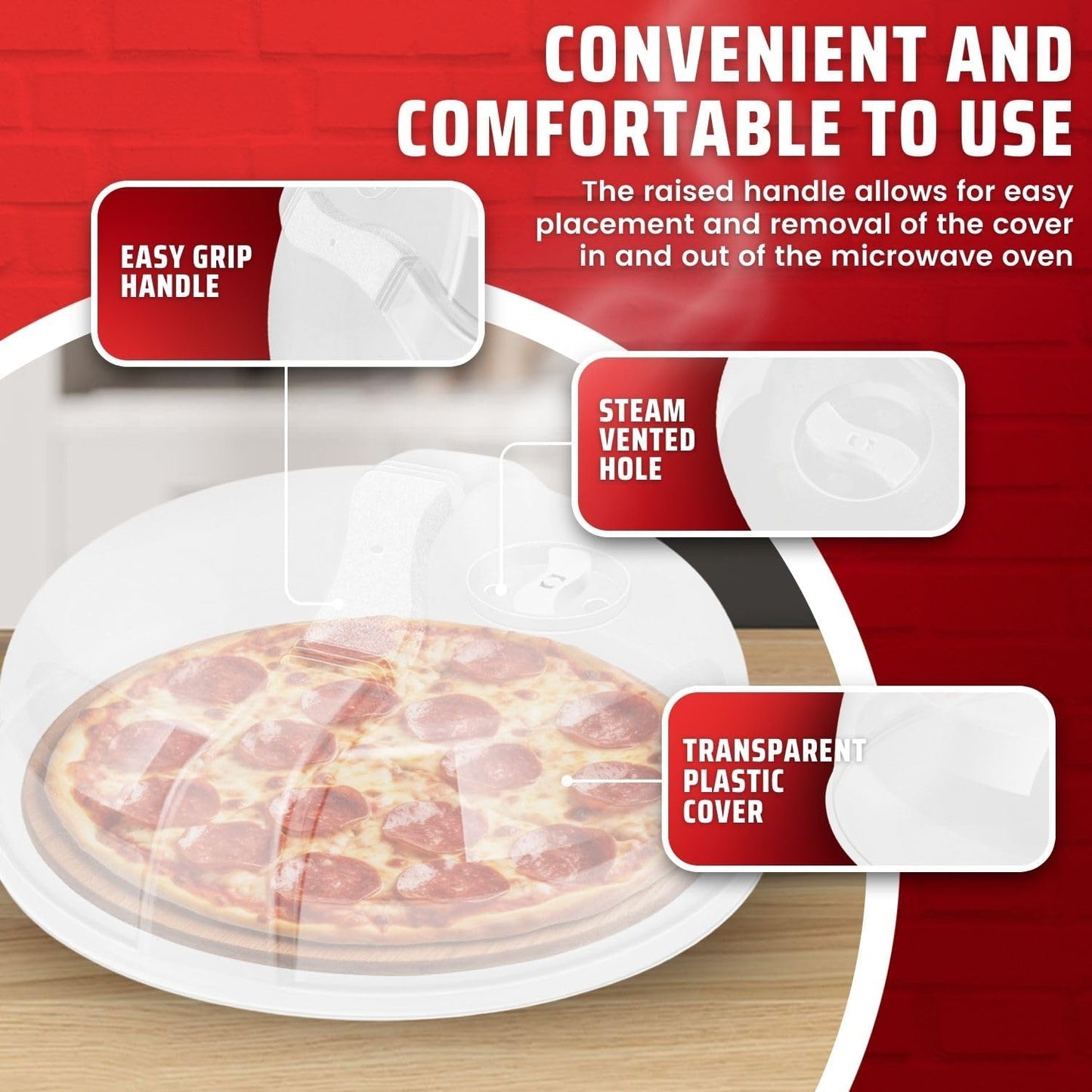 Flexzion 10.5 Inch Microwave Splatter Cover - BPA-Free Anti-Splatter Microwave Cover with Adjustable Steam Vent, Dishwasher Safe, Transparent Plastic Food Covers for Microwave Cooking | Transparent Dishwasher-Safe Plate Cover with Adjustable Steam Vent