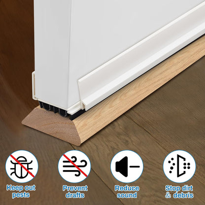 FoldTier 1 Pcs 1-3/4 x 32 Under Door Sweep for Exterior & Interior Doors Adjustable Double Bubble Draft Stopper for Door Bottom, Energy Efficient Slide to Install Blocks Dust/Insects/Noise(White)