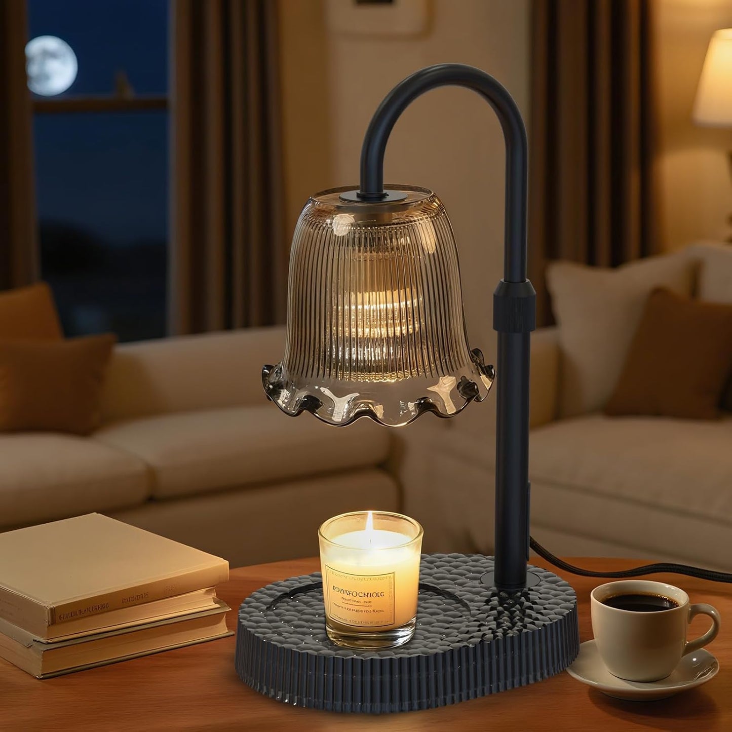 Flower Candle Warmer Lamp, Timer & 4-Level Dimmer, Adjustable Height | Flameless Electric Wax Warmer for Jar Candles, Includes 2 Bulbs, Pink, Home Decor Gift for Mom & Women, Housewarming
