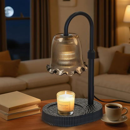 Flower Candle Warmer Lamp, Timer & 4-Level Dimmer, Adjustable Height | Flameless Electric Wax Warmer for Jar Candles, Includes 2 Bulbs, Pink, Home Decor Gift for Mom & Women, Housewarming