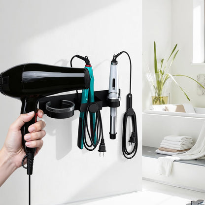 Hair Dryer Holder Wall Mounted, Blow Dryer Holder with Plug&Cord Organizer | Hair Straightener Holder Wall Mount, Metal Hair Tools Organizer & Storage Curling Iron Holder for Bathroom, Salon