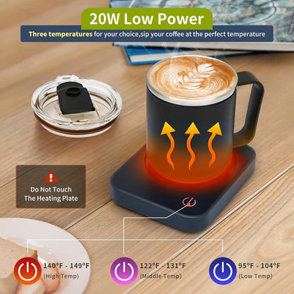VOBAGA Coffee Mug Warmer Set with Auto Shut Off, 15 oz Coffee Mug Gift Set & 3 Temperature Settings Home Office Desk Accessories Valentine's Day Gift