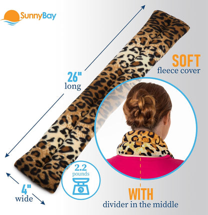 SunnyBay Microwavable Heating Pad for Neck and Shoulder, Heated Neck Wrap, Microwave Heat Pad, Weighted Beanbag Moist Hot or Cold Compress, 2.2 lbs, 26x4 Inches, Navy Blue