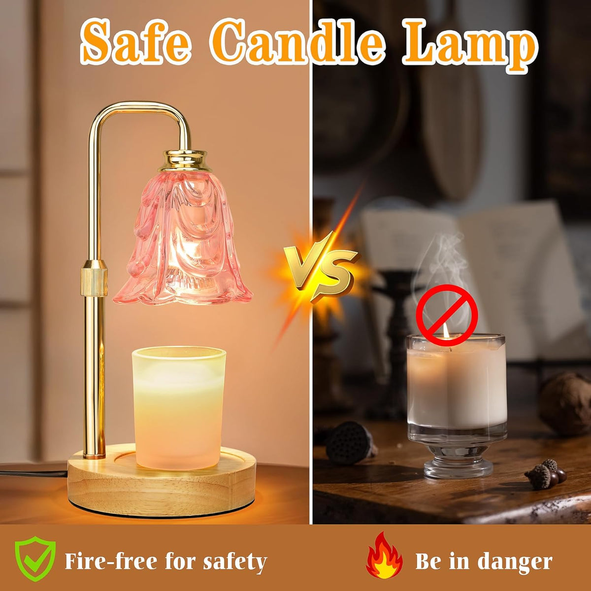 XJZJY Pink Flower Candle Warmer Lamp with Timer, Birthday Gifts for Women