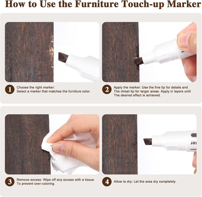 Dual Tip Furniture Markers Touch Up, Upgrade 13 Pcs Markers Furniture Repair Kit, Touch Up Paint Pen and Wood Filler Putty Stick with Sharpener Kit, for Stain Remover, Floor Scratch Repair