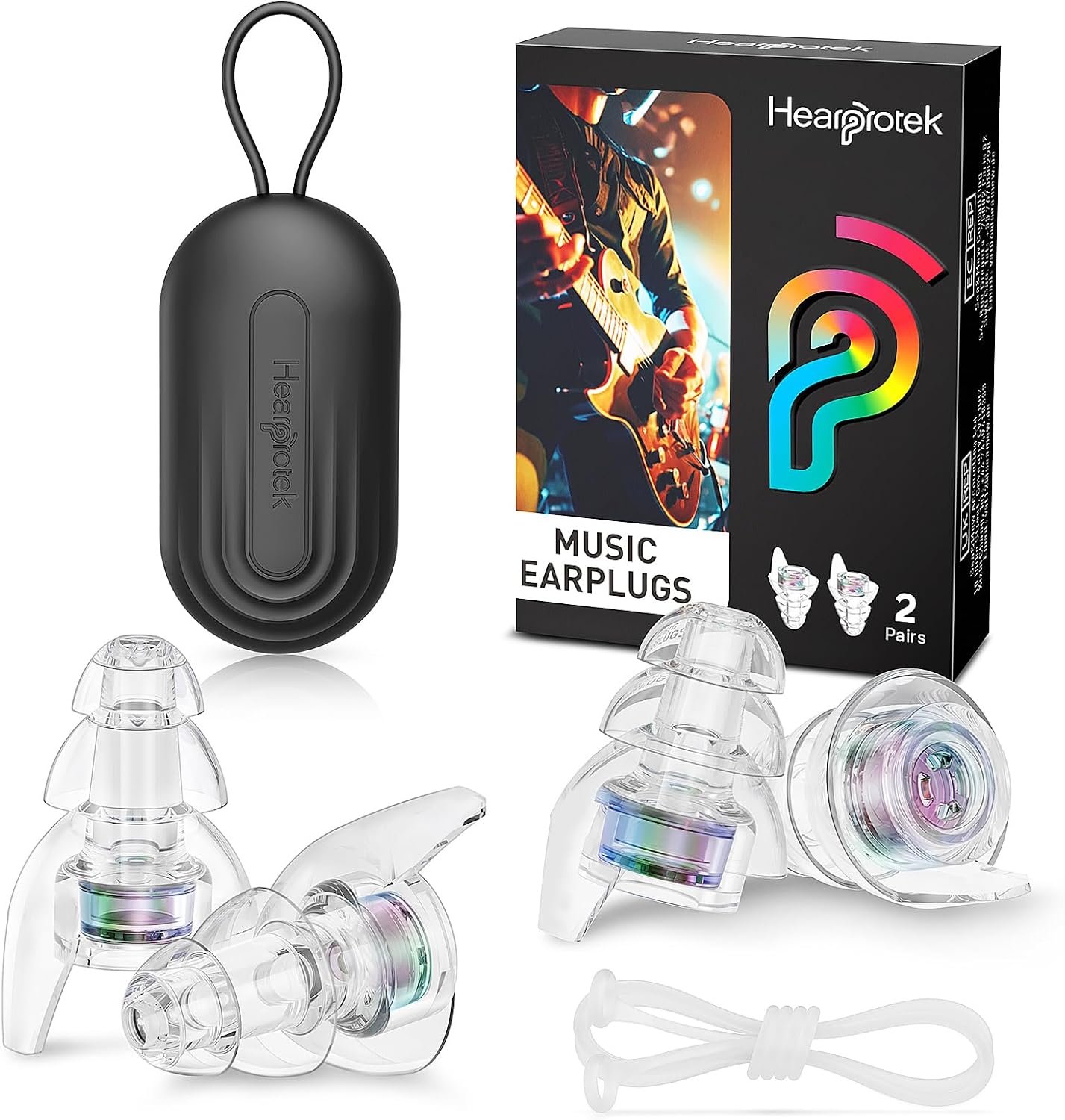 Hearprotek Concert Ear Plugs, 2Pairs Reusable high Fidelity Musician Ear Plugs for Concerts Loud Music-Noise Reduction Ear Protection earplugs for Rave,Festival,Music,Tinnitus Relief