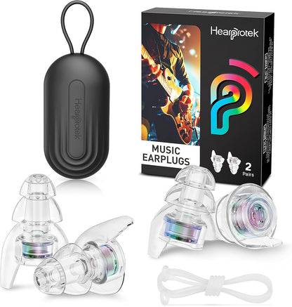 Hearprotek Concert Ear Plugs, 2Pairs Reusable high Fidelity Musician Ear Plugs for Concerts Loud Music-Noise Reduction Ear Protection earplugs for Rave,Festival,Music,Tinnitus Relief
