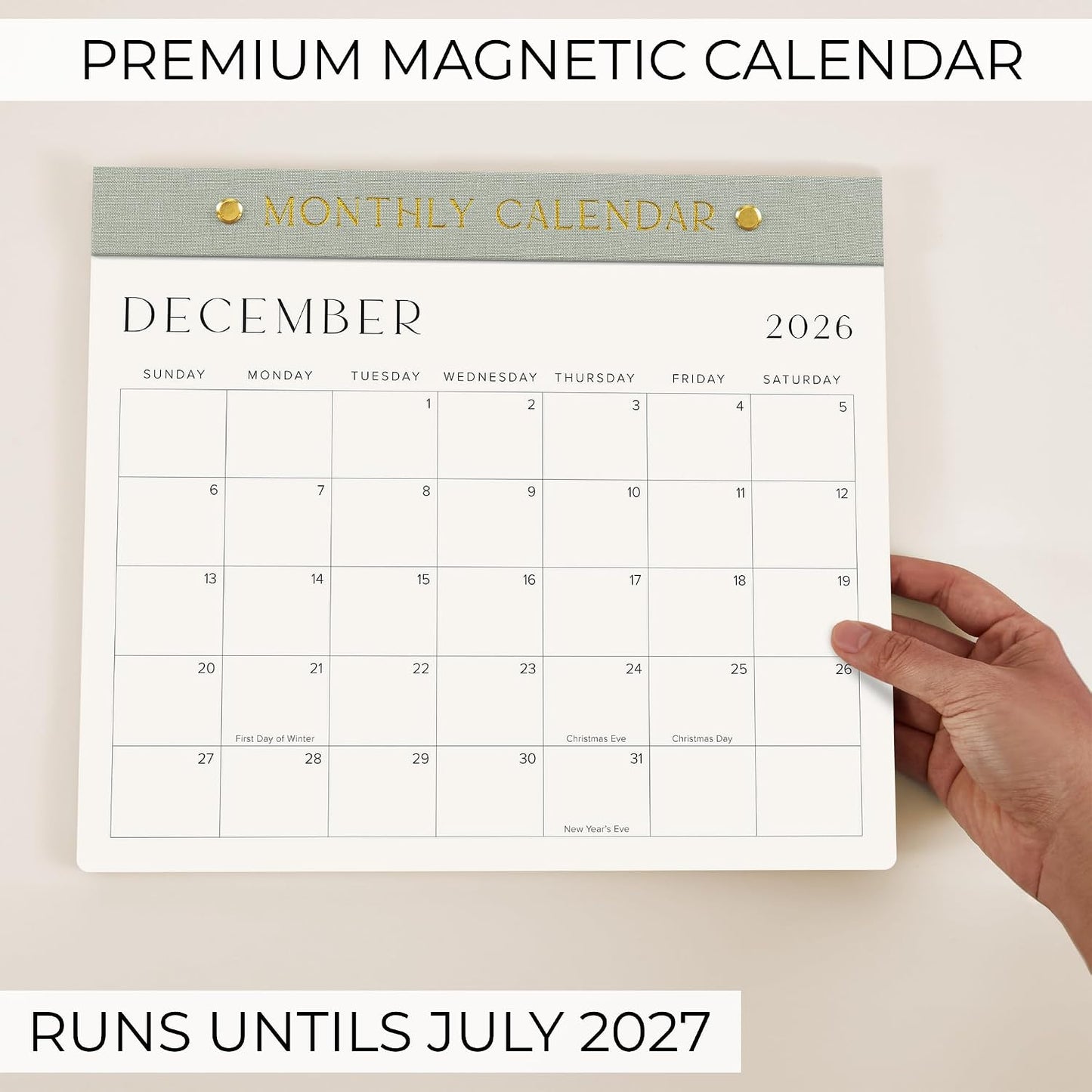 Beautiful 2026-2027 Magnetic Fridge Calendar - Runs June 2026 to Dec 2027 | The Perfect Monthly Refrigerator Paper Calendar for Easy Organizing - Runs from June 2026 Until December 2027